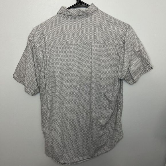 Structure Shirt Mens Medium Gray Modern Fit Button Up Short Sleeve Geometric VGC - Picture 6 of 9